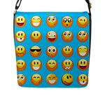 Emoji Blue Flap Closure Messenger Bag (L)