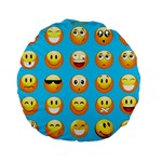 Emoji Blue Standard 15  Premium Flano Round Cushion 