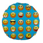 Emoji Blue Large 18  Premium Flano Round Cushion 