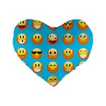 Emoji Blue Standard 16  Premium Flano Heart Shape Cushion 