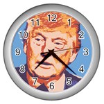 orange donald trump Wall Clock (Silver)