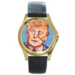 orange donald trump Round Gold Metal Watch