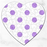 Polka Dots - Bright Lavender Violet on White Jigsaw Puzzle (Heart)