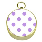 Polka Dots - Bright Lavender Violet on White Gold Compass