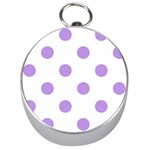 Polka Dots - Bright Lavender Violet on White Silver Compass