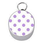 Polka Dots - Bright Lavender Violet on White Silver Compass (Mini)