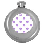 Polka Dots - Bright Lavender Violet on White Hip Flask (5 oz)