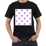 Polka Dots - Bright Lavender Violet on White Men s T-Shirt (Black)