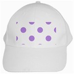 Polka Dots - Bright Lavender Violet on White White Cap