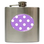 Polka Dots - White on Lavender Violet Hip Flask (6 oz)