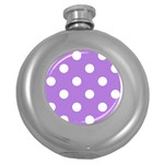 Polka Dots - White on Lavender Violet Hip Flask (5 oz)