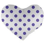 Polka Dots - Ube Violet on White Large 19  Premium Flano Heart Shape Cushion