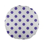 Polka Dots - Ube Violet on White Standard 15  Premium Round Cushion