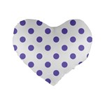 Polka Dots - Ube Violet on White Standard 16  Premium Heart Shape Cushion