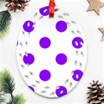 Polka Dots - Violet on White Oval Filigree Ornament (Two Sides)