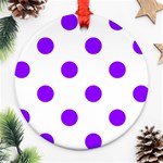 Polka Dots - Violet on White Ornament (Round)