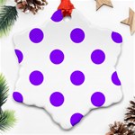 Polka Dots - Violet on White Ornament (Snowflake)