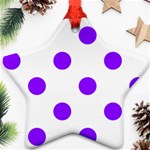 Polka Dots - Violet on White Star Ornament (Two Sides)