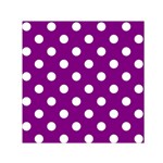 Polka Dots - White on Purple Violet Small Satin Scarf  (Square)