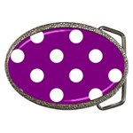 Polka Dots - White on Purple Violet Belt Buckle