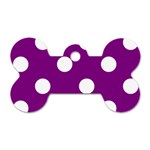 Polka Dots - White on Purple Violet Dog Tag Bone (One Side)