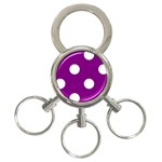 Polka Dots - White on Purple Violet 3-Ring Key Chain