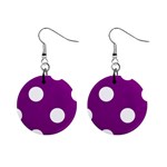 Polka Dots - White on Purple Violet 1  Button Earrings