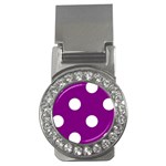 Polka Dots - White on Purple Violet Money Clip (CZ)