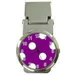 Polka Dots - White on Purple Violet Money Clip Watch