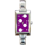 Polka Dots - White on Purple Violet Rectangle Italian Charm Watch