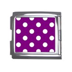 Polka Dots - White on Purple Violet Mega Link Italian Charm (18mm)