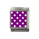 Polka Dots - White on Purple Violet Italian Charm (13mm)