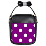 Polka Dots - White on Purple Violet Girls Sling Bag