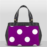 Polka Dots - White on Purple Violet Oversize Office Handbag (One Side)