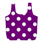 Polka Dots - White on Purple Violet Full Print Recycle Bag (L)