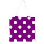 Polka Dots - White on Purple Violet Grocery Light Tote Bag