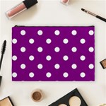 Polka Dots - White on Purple Violet Cosmetic Bag (L)