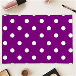 Polka Dots - White on Purple Violet Cosmetic Bag (XXL)