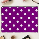 Polka Dots - White on Purple Violet Cosmetic Bag (XXXL)