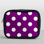 Polka Dots - White on Purple Violet Mini Toiletries Bag (One Side)