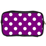 Polka Dots - White on Purple Violet Toiletries Bag (Two Sides)