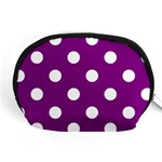 Polka Dots - White on Purple Violet Accessory Pouch (Medium)