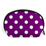 Polka Dots - White on Purple Violet Accessory Pouch (Large)