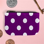 Polka Dots - White on Purple Violet Mini Coin Purse