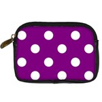 Polka Dots - White on Purple Violet Digital Camera Leather Case