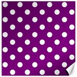 Polka Dots - White on Purple Violet Canvas 12  x 12 