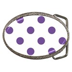 Polka Dots - Dark Lavender Violet on White Belt Buckle