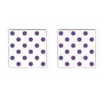 Polka Dots - Dark Lavender Violet on White Cufflinks (Square)