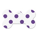 Polka Dots - Dark Lavender Violet on White Dog Tag Bone (Two Sides)