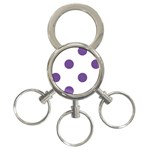 Polka Dots - Dark Lavender Violet on White 3-Ring Key Chain